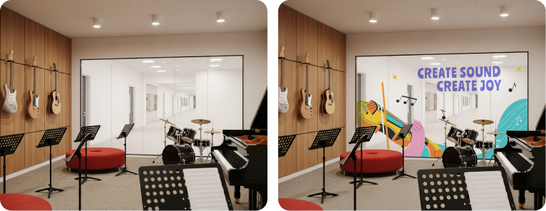 Music Classroom Glass Wall Design